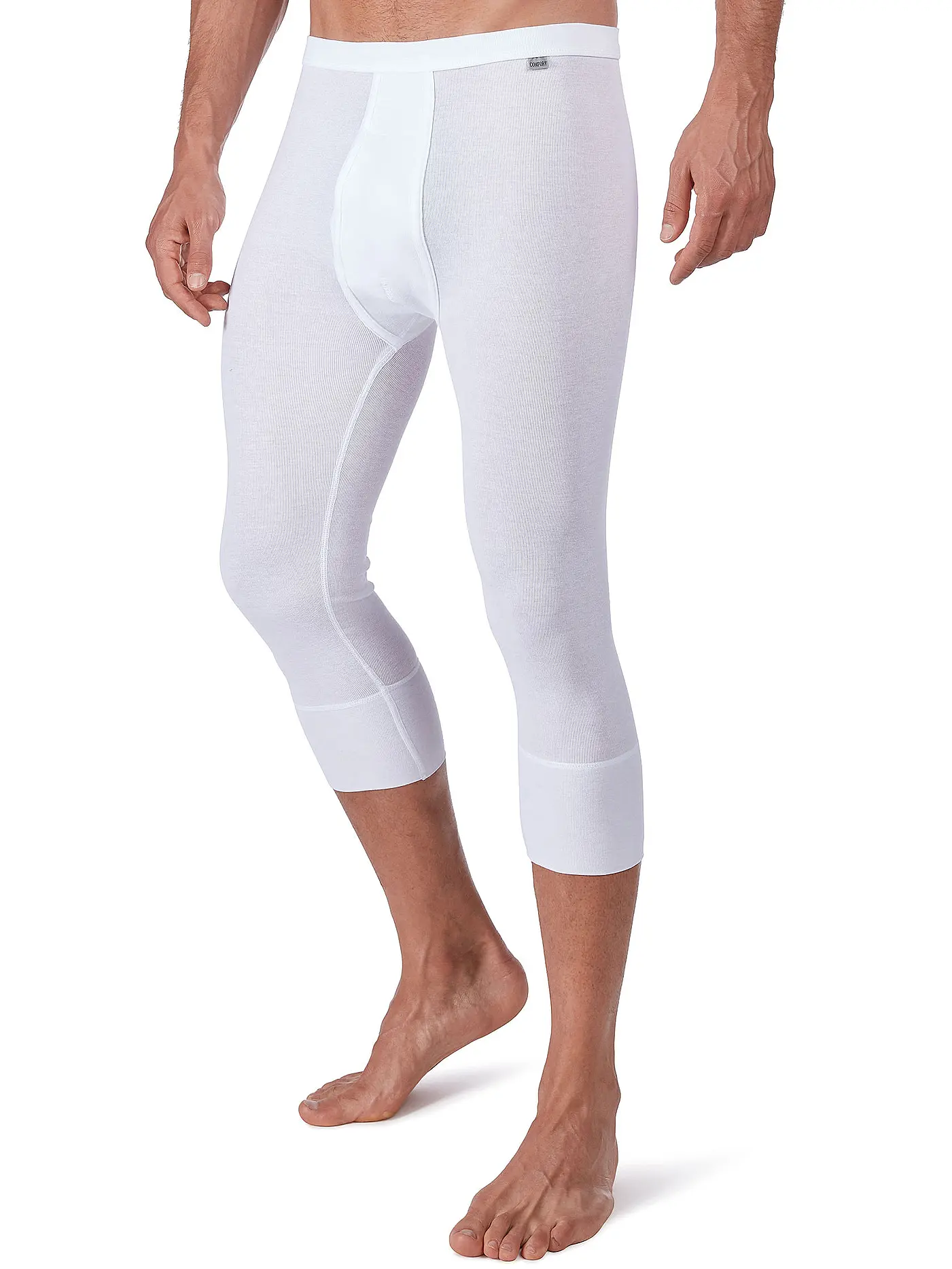 HUBER | Unterhose 3/4 mit Eingriff "Comfort" (Marine) | weiss